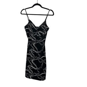 Vintage Black and white print Rag‎ mini dress with spaghetti straps small